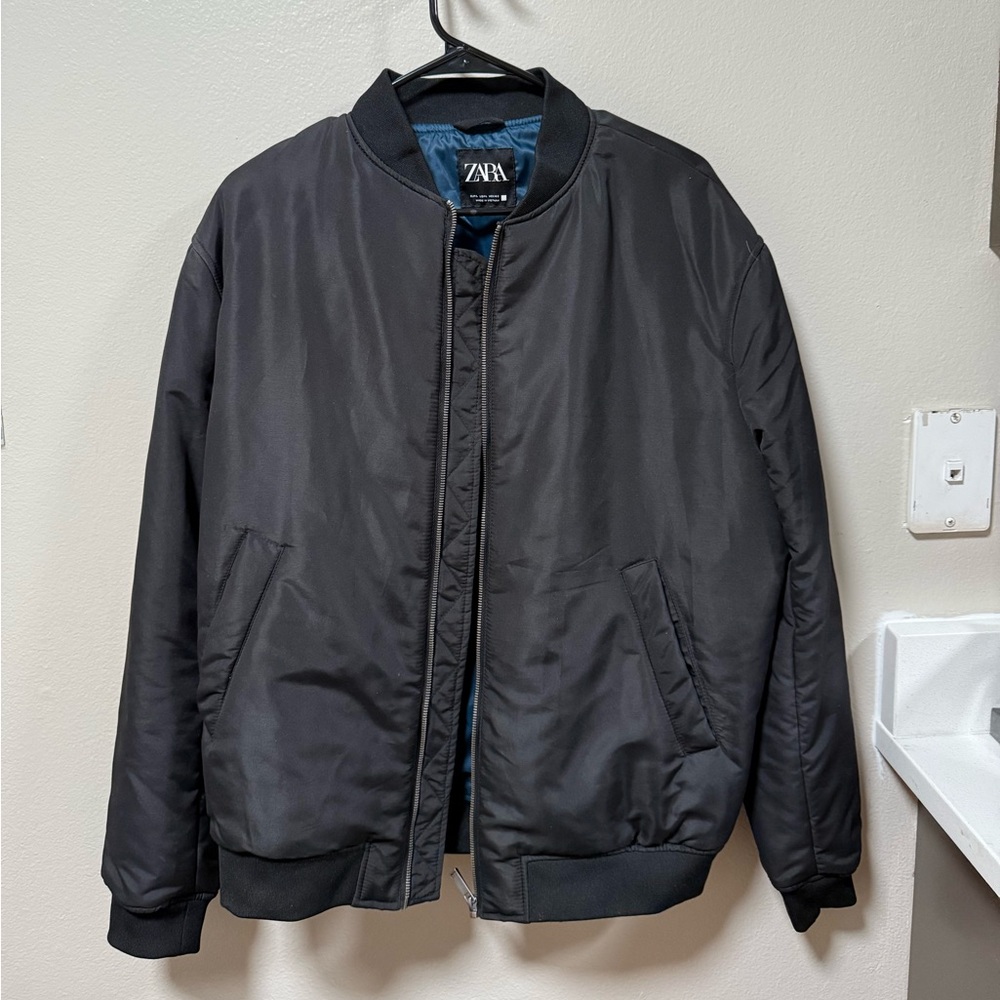 Zara Men's Dark Gray Bomber Jacket